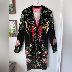 Johnny Was Biya Floral Embroidered Velvet Jacket